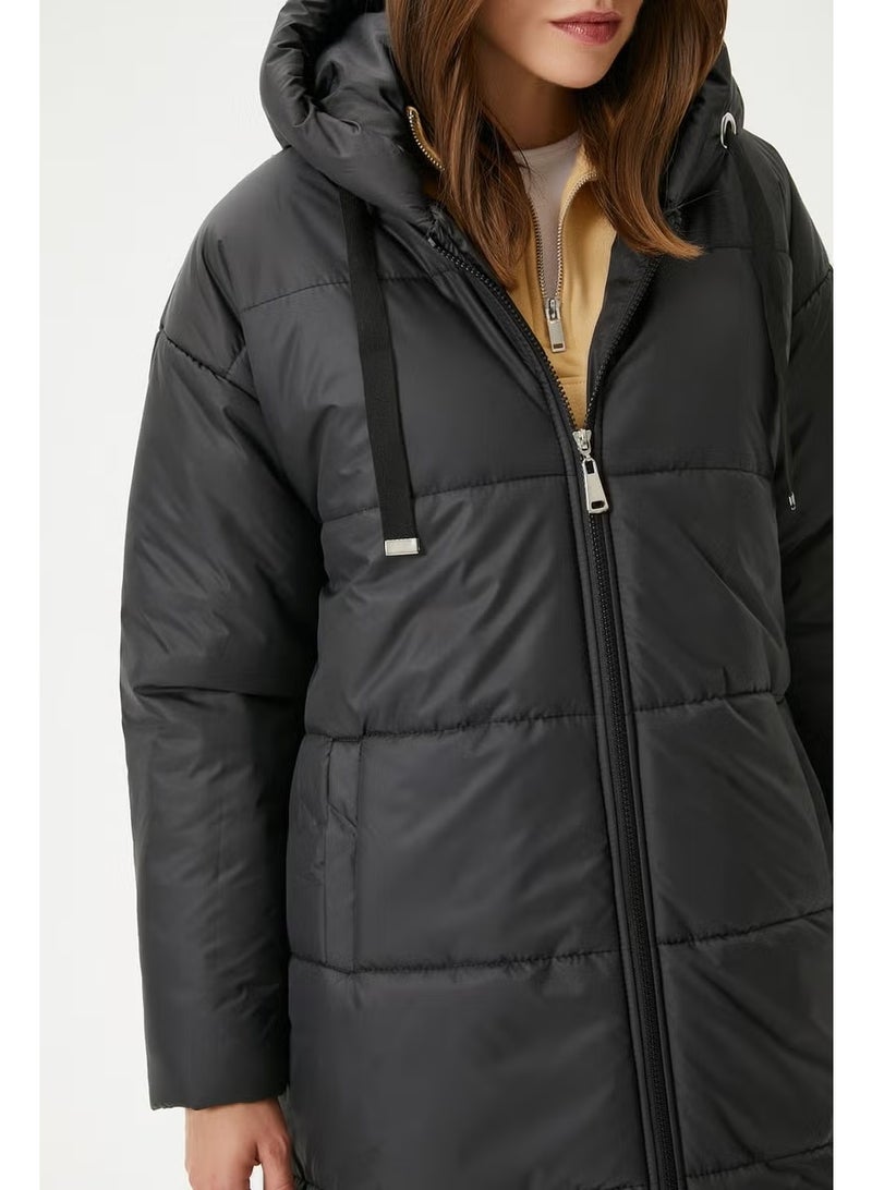 Ritnice Women's Warm Hooded Long Puffer Coat - Image 3